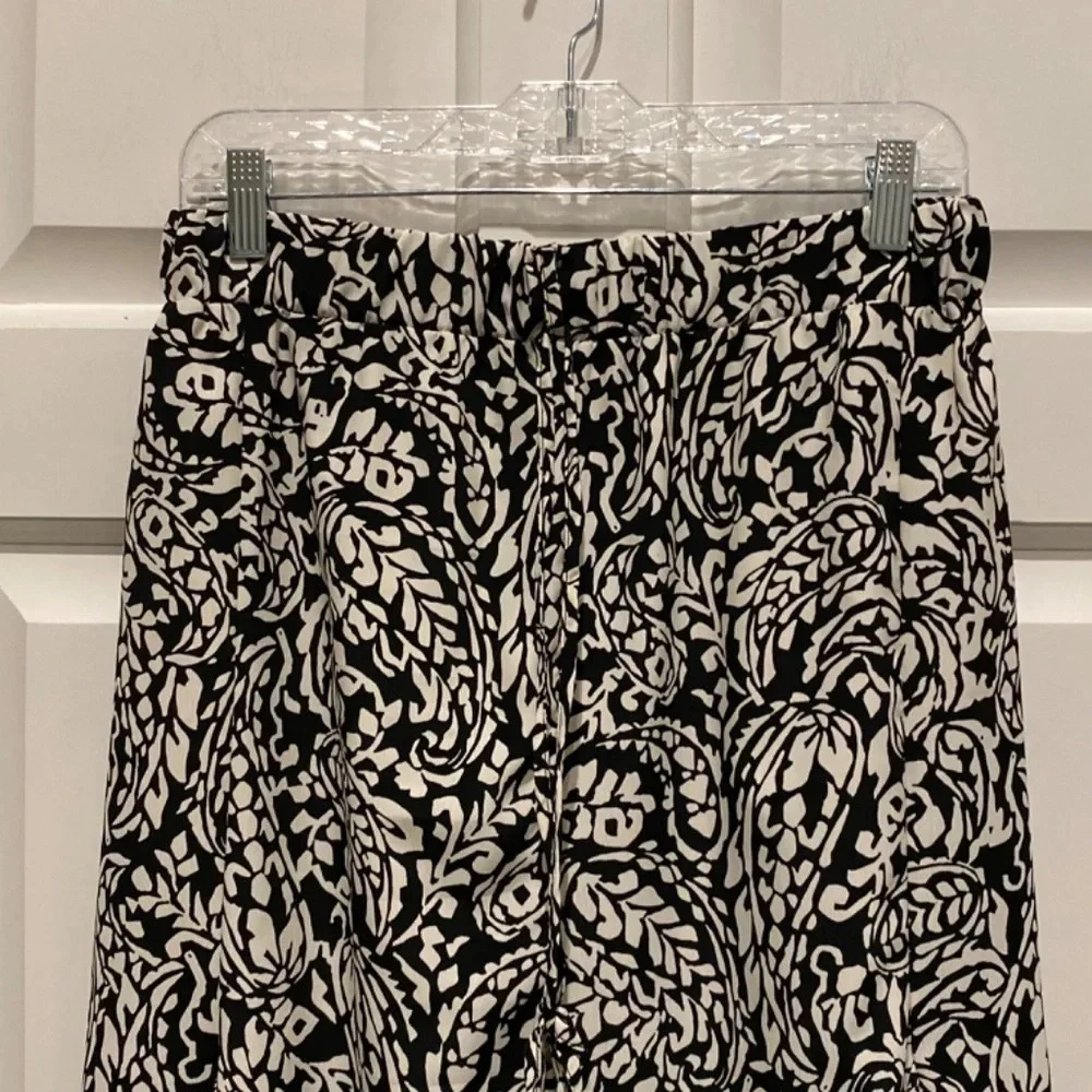 Zara Black white pattern tassel tie maxi skirt 16632